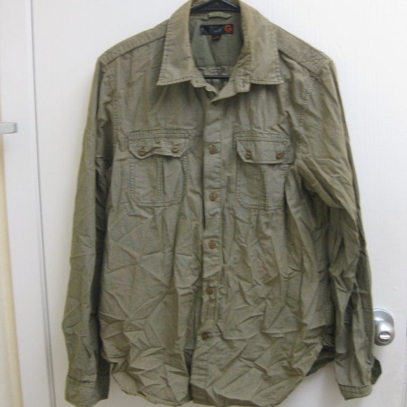 EUC green white striped Guess button-up shirt M - Picture 1 of 4